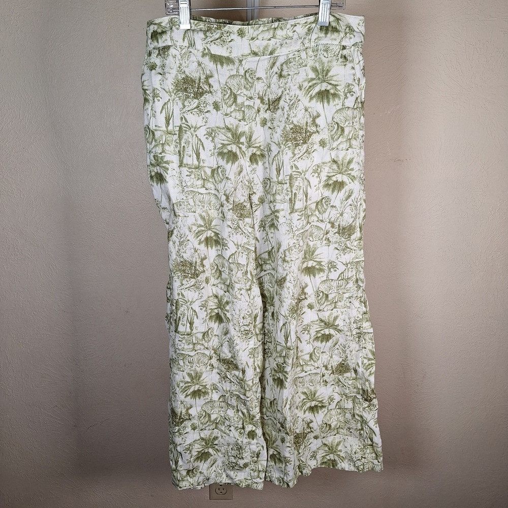 Rachel Zoe 100% Linen Wide Leg Lions Tigers Boho Beachy Lounge Pants Medium - Picture 10 of 10